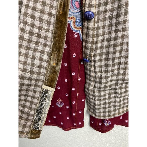 Aratta Silent Journey Anastasia Tunic Embroidered Floral Top Women Medium Plaid - Picture 12 of 16